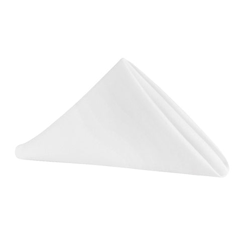 Choice 20 x 20 White 100% Spun Polyester Hemmed Cloth Napkins - 12/Pack