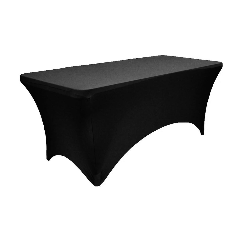 Rectangular 6 FT Spandex Table Cover Black - CV Linens™