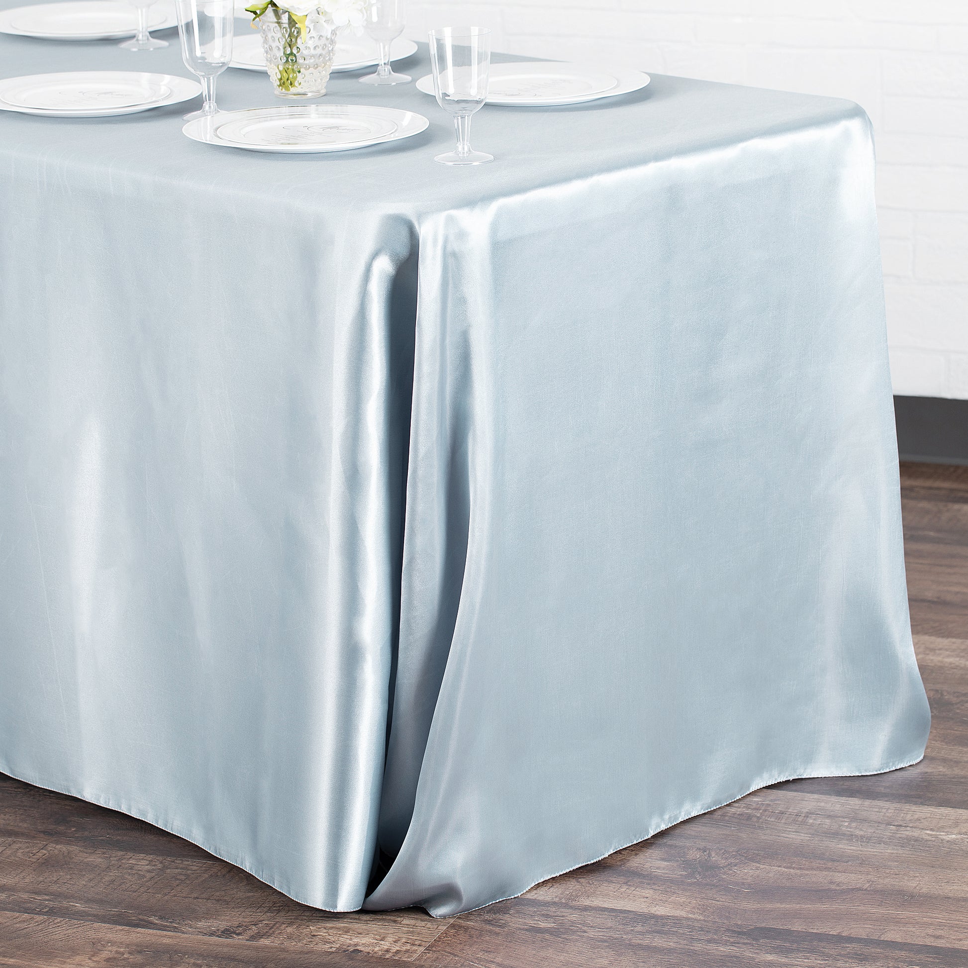 90"x156" Rectangular Satin Tablecloth - Dusty Blue