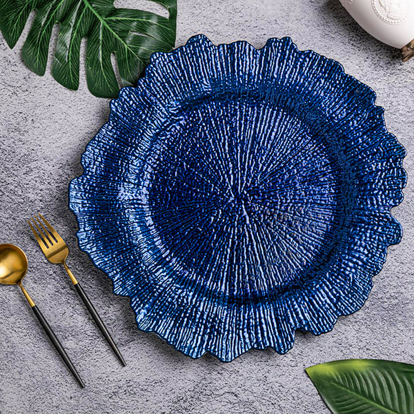 Reef Acrylic Plastic Charger Plate - Navy Blue– CV Linens