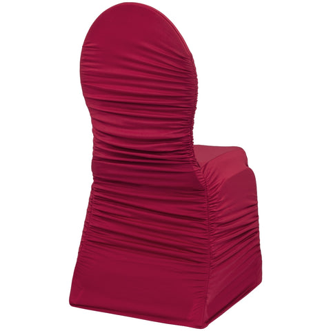 Ruched Fashion Spandex Banquet Chair Cover Apple Red at CV Linens