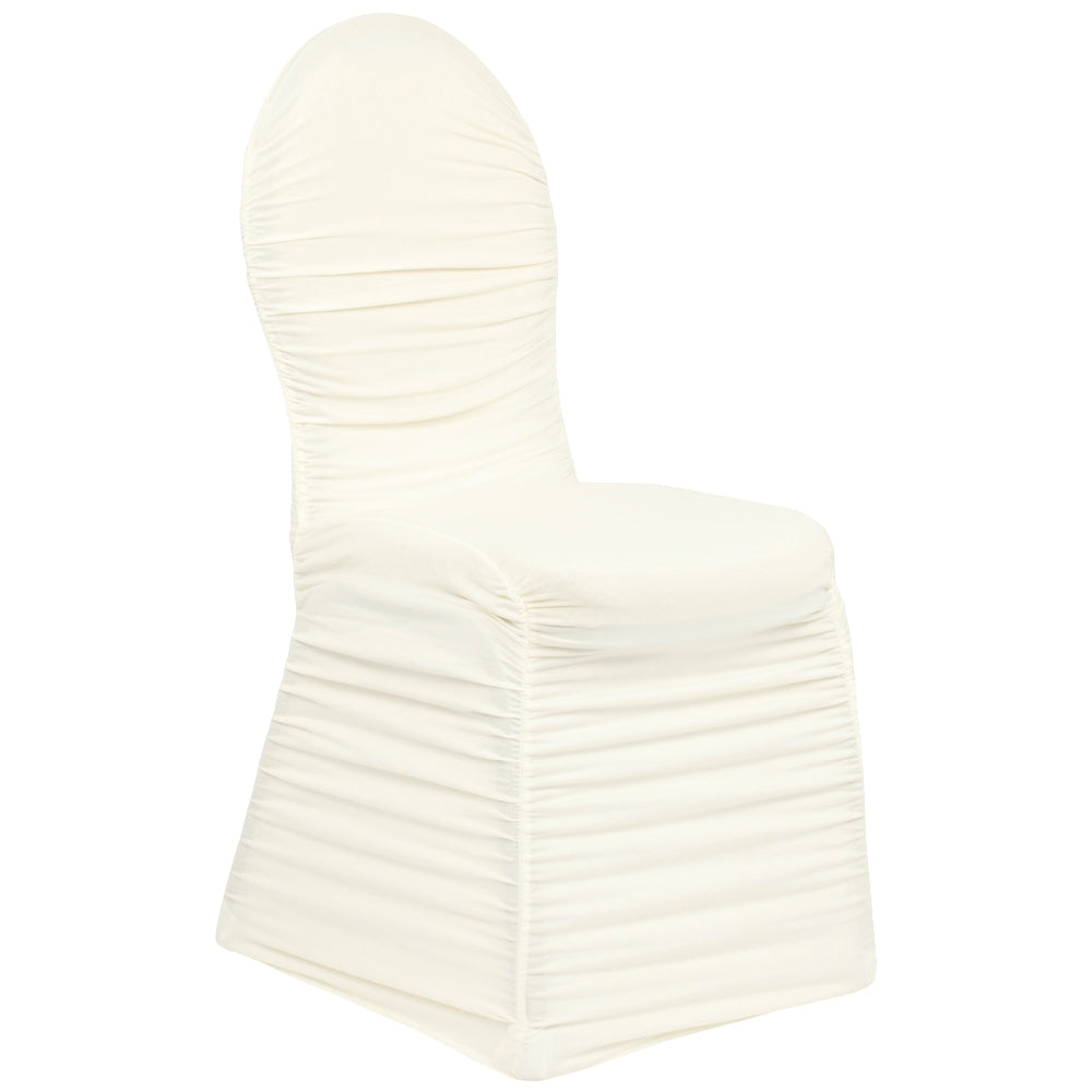 Ruched Fashion Spandex Banquet Chair Cover Ivory at CV Linens