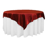 Square 72 inch Satin Overlay Apple Red at CV Linens  Red quinceanera  ideas, Red wedding theme, Table overlays