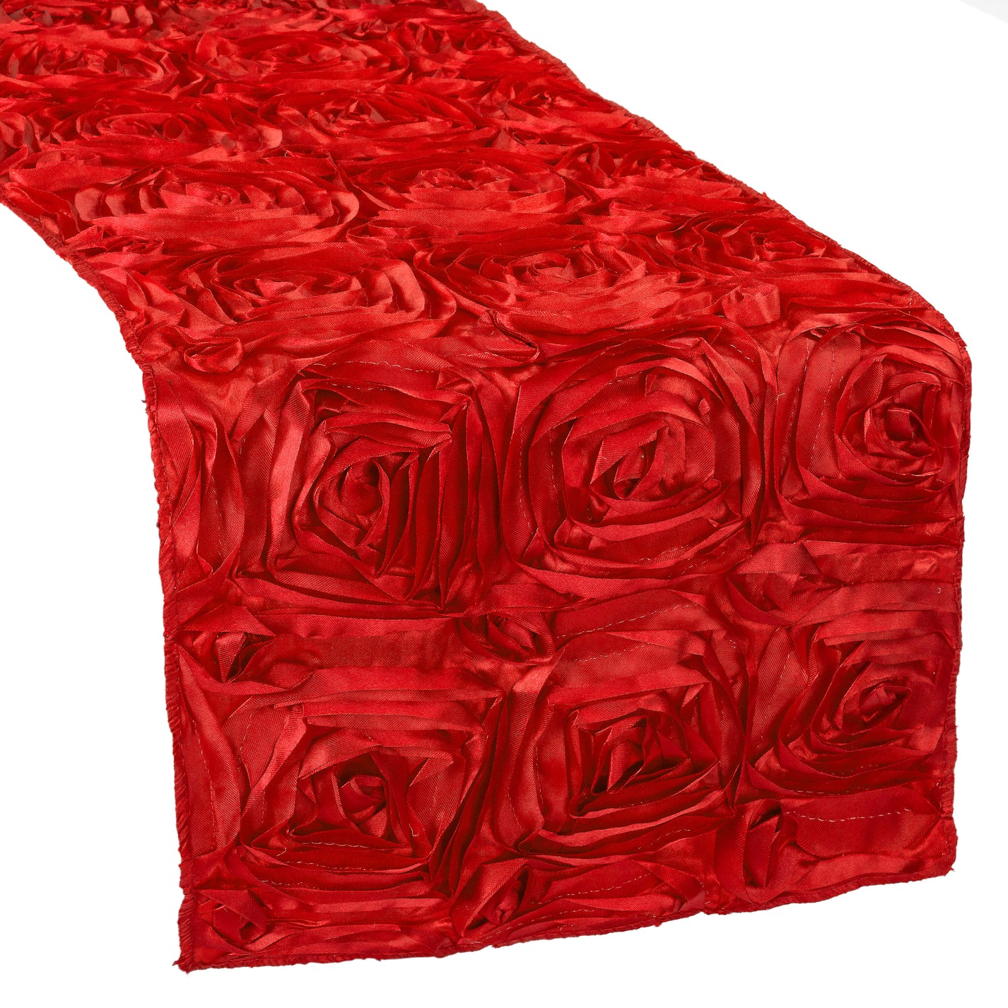 Wedding Rosette SATIN Table Runner Red at CV Linens