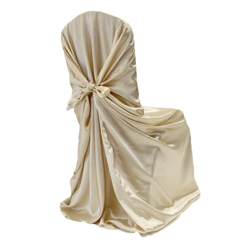 Universal Satin Self Tie Chair Cover Champagne (new tone 2012) at CV Linens