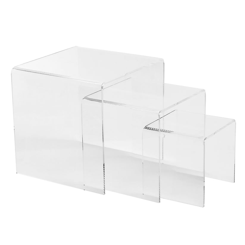 Set of 3 Acrylic Riser Display Stands - Clear– CV Linens