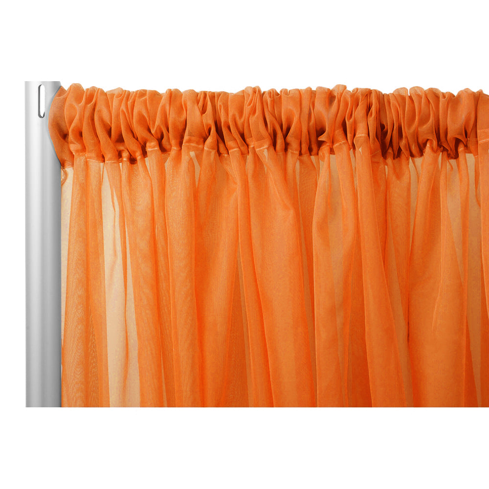 Sheer Voile Flame Retardant (FR) 12ft H x 118" W Drape/Backdrop Curtain Panel - Orange - CV Linens