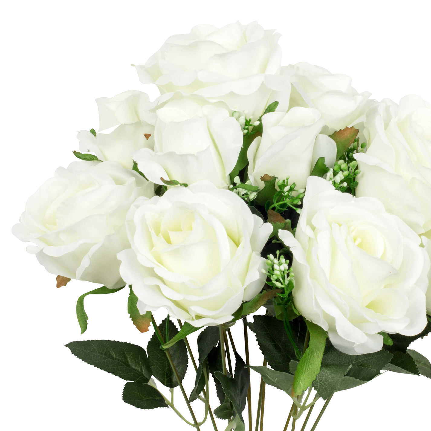 Silk Rose Bush 12 heads - White– CV Linens