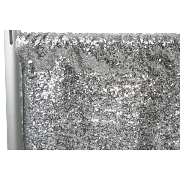 Silver Sequins Backdrop Sequin Fabric Mermaid Sequin Fabric IBD-24152 (With  Pocket) - 6.5'Wx5'H(2x1.5m)