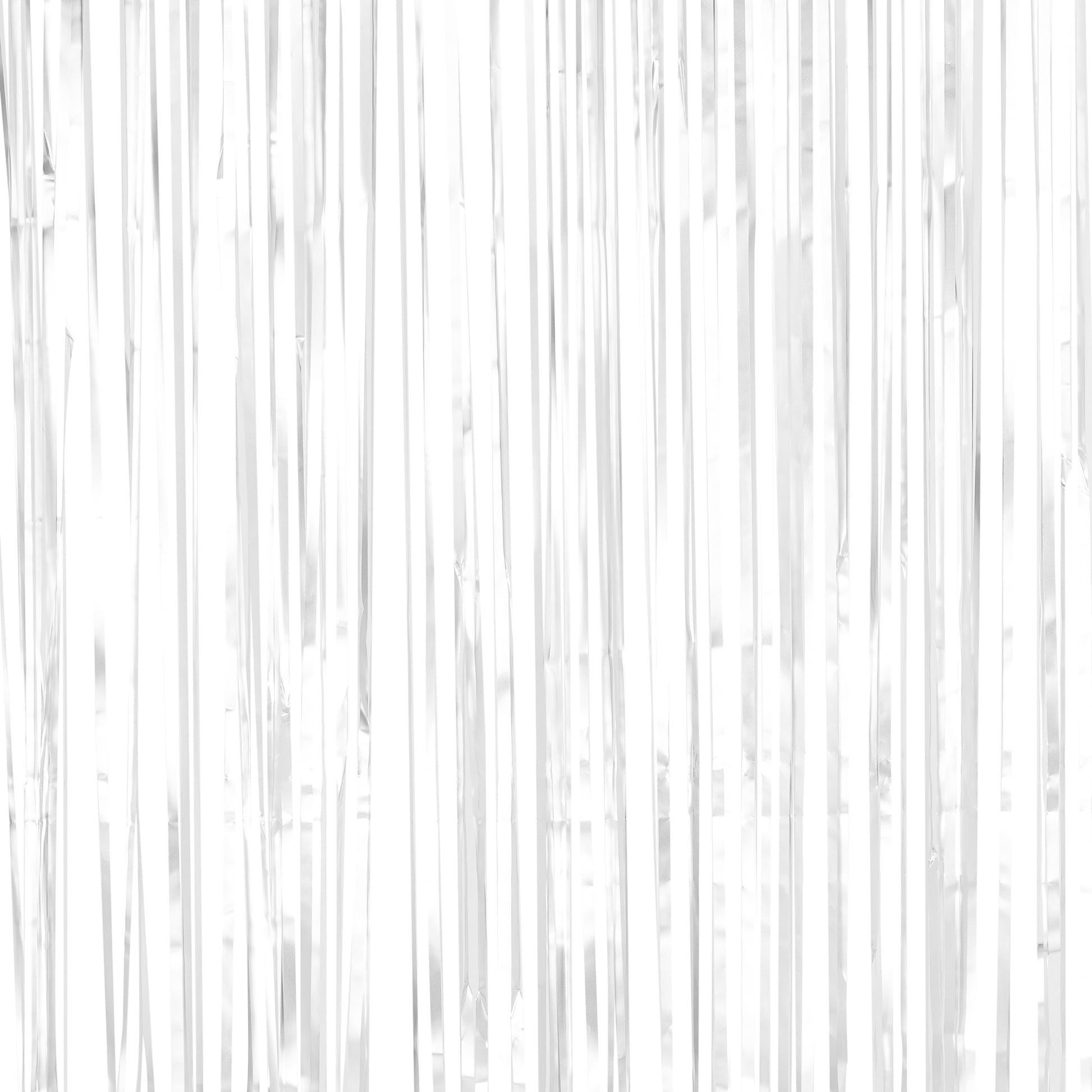 Silver Metallic Square Foil Fringe Backdrop Curtain 6.5 ft