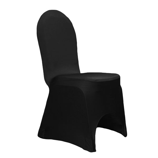 Buy Black Satin Rosette Stretch Banquet Spandex Chair Cover - Case