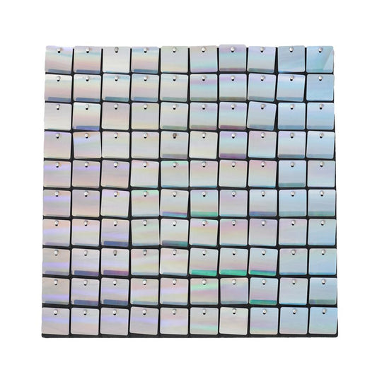 Spangle Shimmer Sequin Wall Panel Backdrops (24 pc/pk) - Iridescent Silver