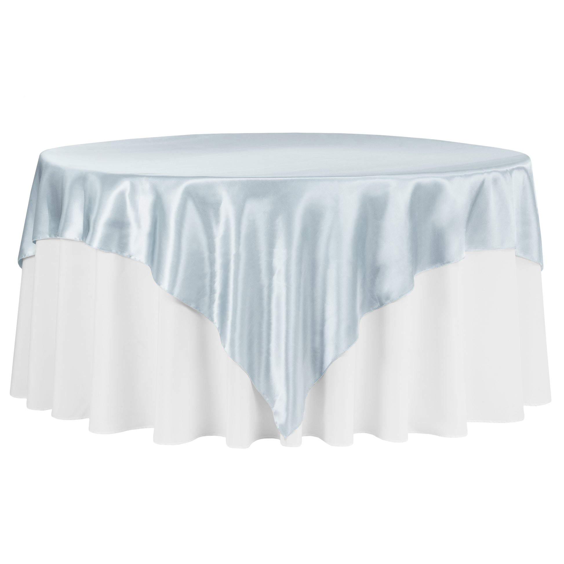 Square 90"x90" Satin Table Overlay - Dusty Blue - CV Linens