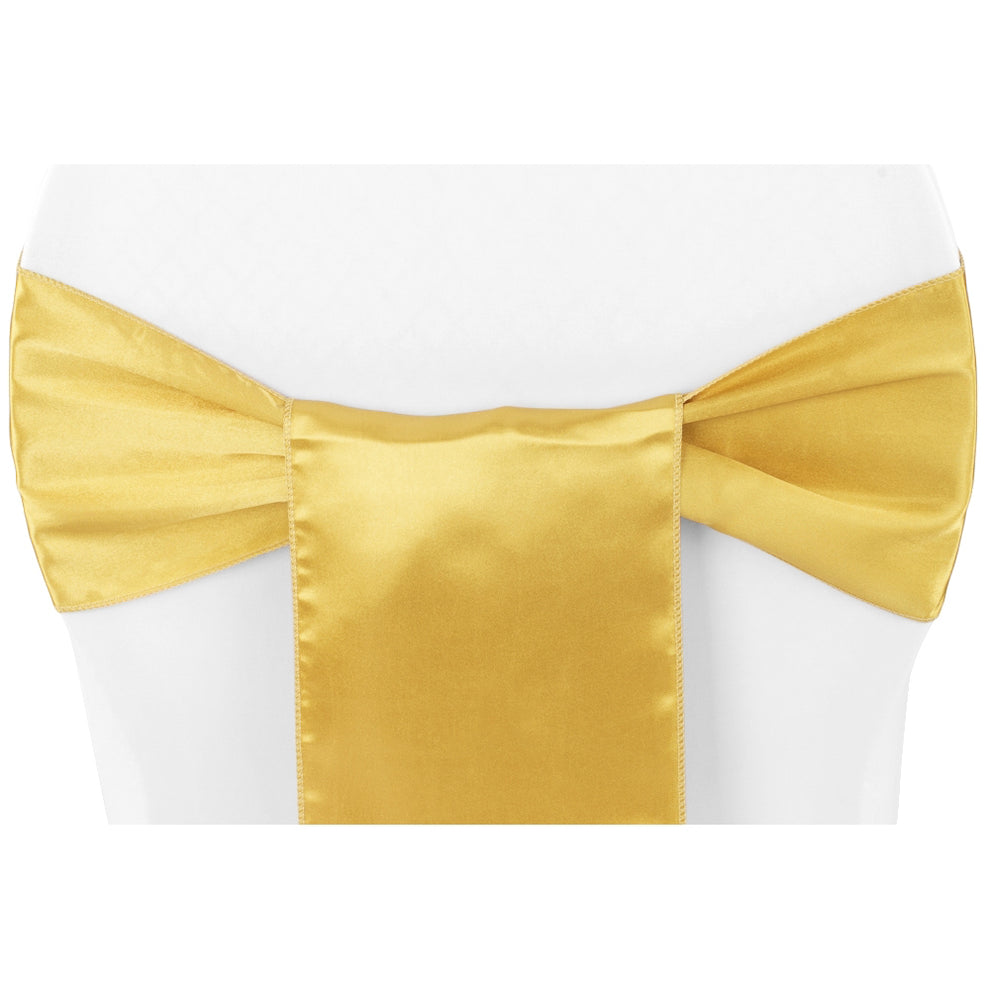 Standard Satin Chair Sash Bright Gold - CV Linens