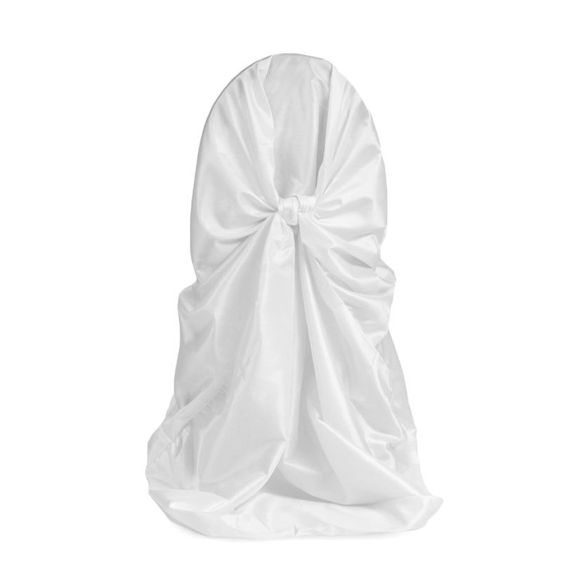 CV Linens' Taffeta Universal Self-Tie Chair Cover - White
