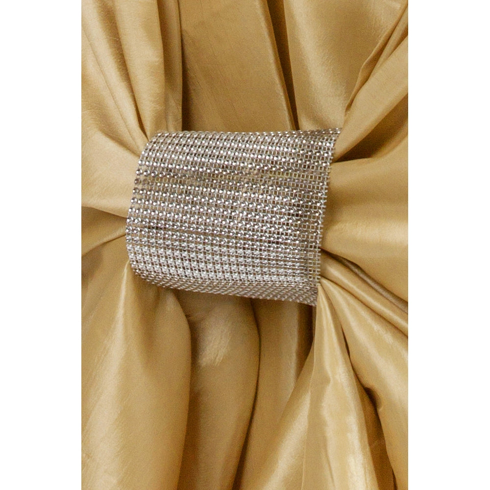 CV Linens Large Rhinestone Velcro Drape Sash Clip - Silver