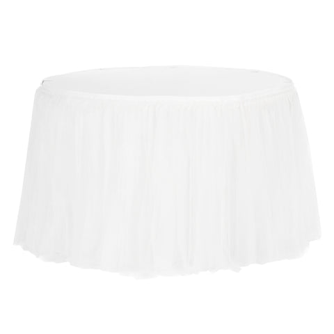 Pastel Rainbow Tulle Tutu Table Skirt Size: 14 ft | Wedding | Event | Wholesale by CV Linens