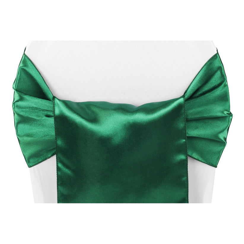 Wide Satin Chair Sash in Emerald Green– CV Linens