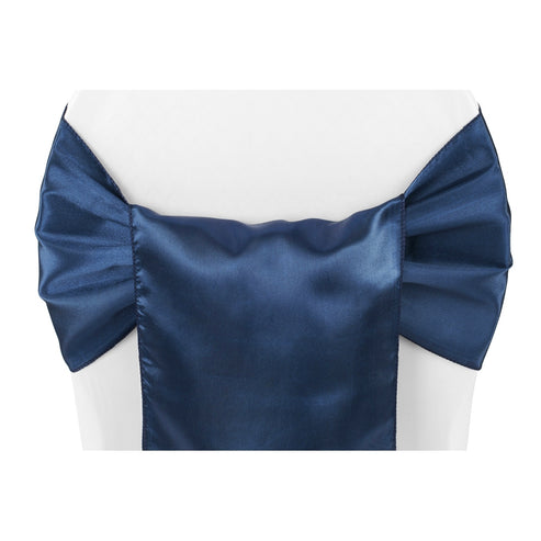 Wide Satin Chair Sash in Navy Blue– CV Linens