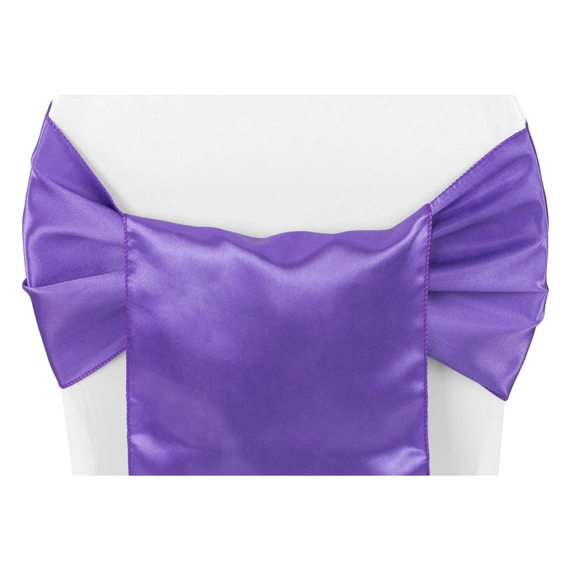 Wide Satin Chair Sash in Purple– CV Linens