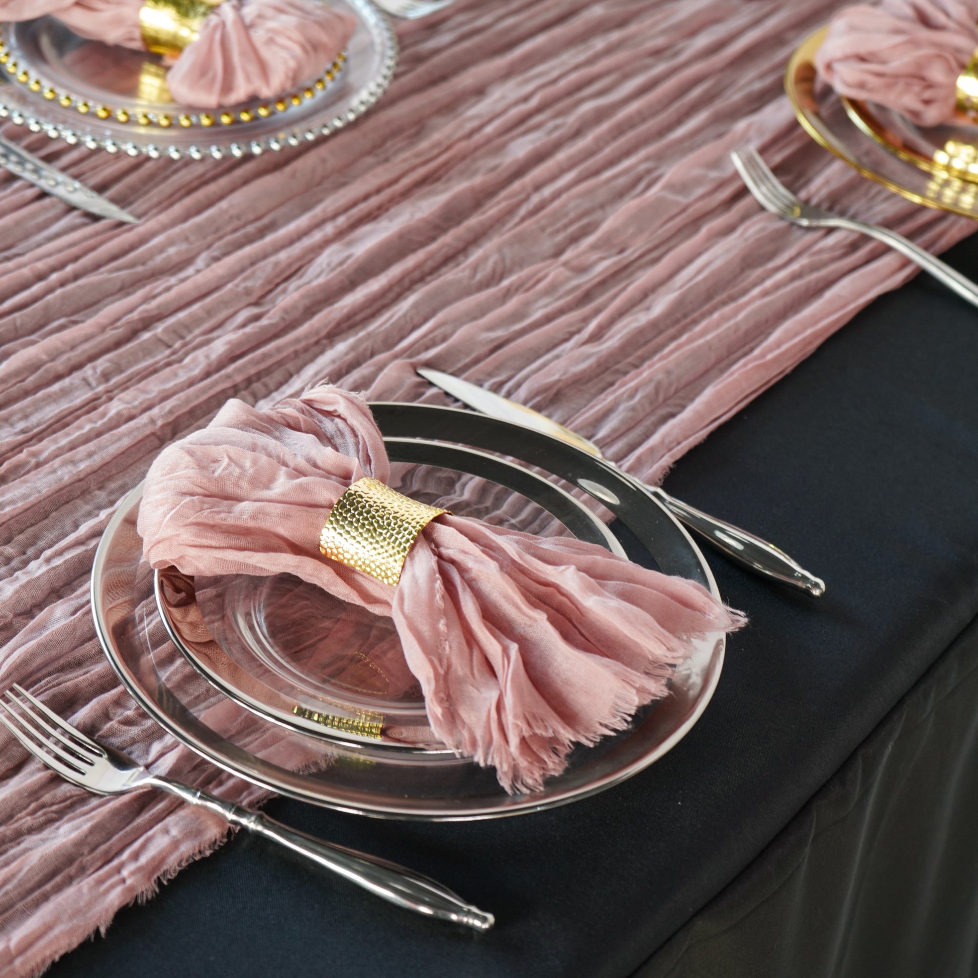 20 Inch Crushed Velvet Cloth Napkins Dusty Rose (Pack of 10)