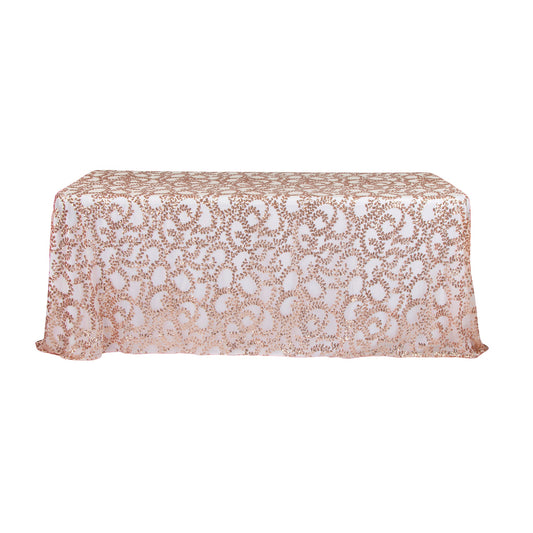 Sequin Vine Tablecloth Overlay 90"x132" Rectangle - Blush/Rose Gold