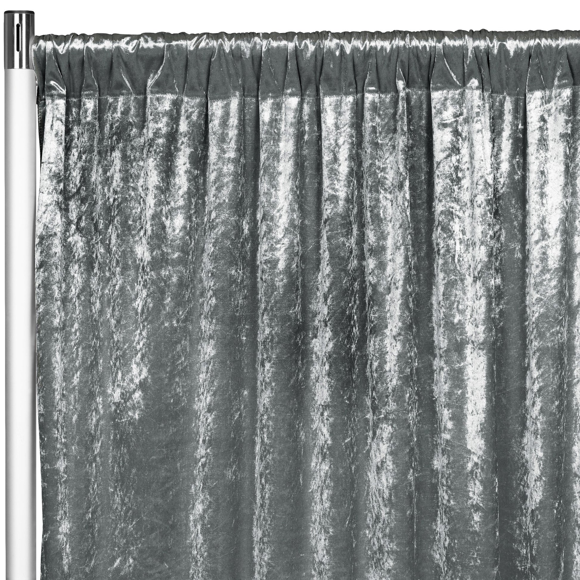 Velvet 18ft H x 52" W Drape/Backdrop Curtain Panel - Charcoal