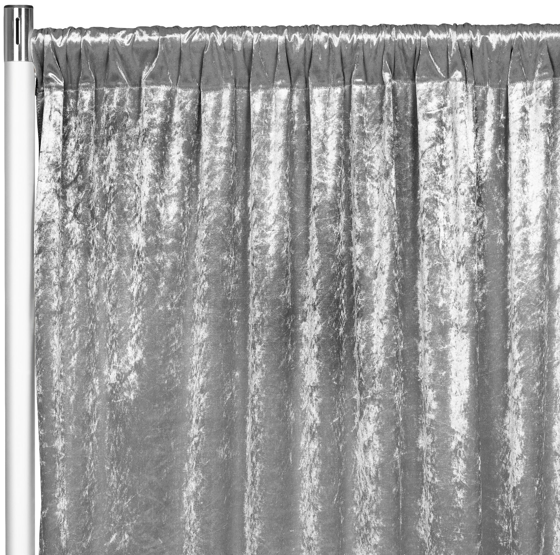 Velvet 16ft H x 52" W Drape/Backdrop Curtain Panel - Silver